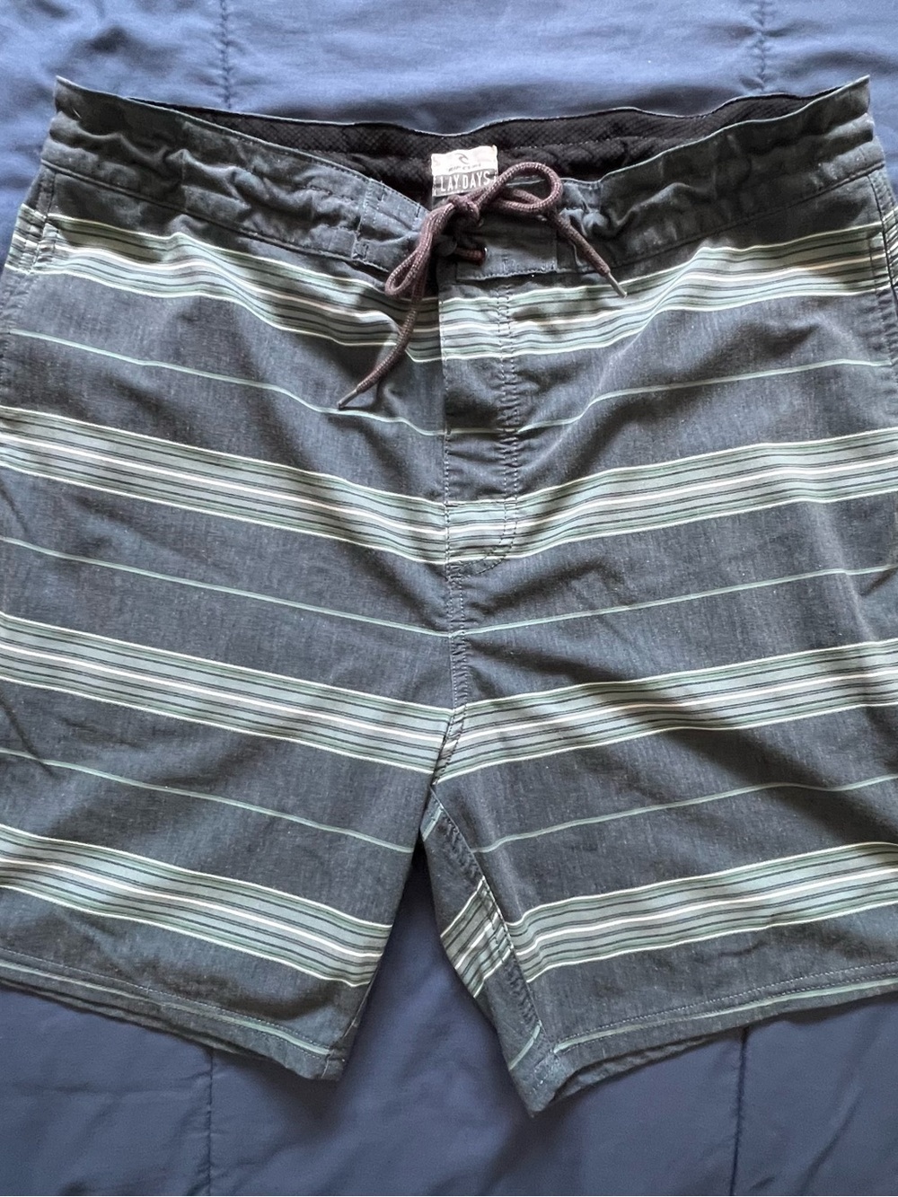 Rip Curl Navy Board Shorts with Light Green Stripe